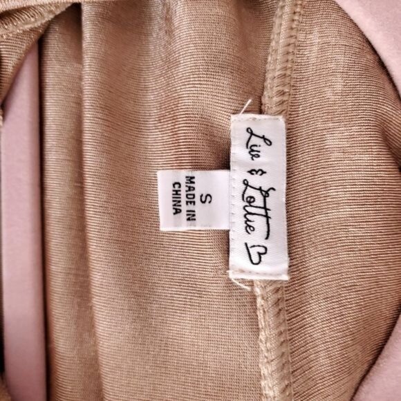 Ruched Slinky Andy Metallic Taupe Button Down Shirt Mini Dress With Jean - Picture 7 of 7